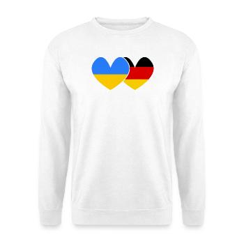 Ukraine Deutschland Freundschaft  - Unisex Pullover - Weiß - Vorne - Alina (178cm) & Michal (187cm)