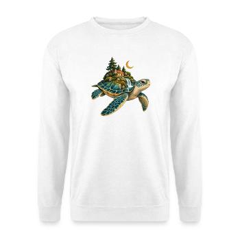 Insel auf der Arche: Magic Turtle - Unisex Pullover - Weiß - Vorne - Alina (178cm) & Michal (187cm)