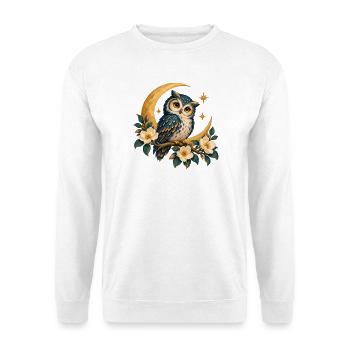Mondeule mit Blumen und goldenen Sternen - Unisex Pullover - Weiß - Vorne - Alina (178cm) & Michal (187cm)
