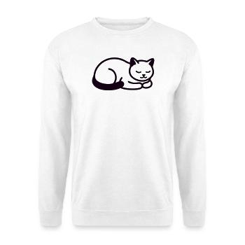Schlafende Katze Icon - Unisex Pullover - Weiß - Vorne - Alina (178cm) & Michal (187cm)