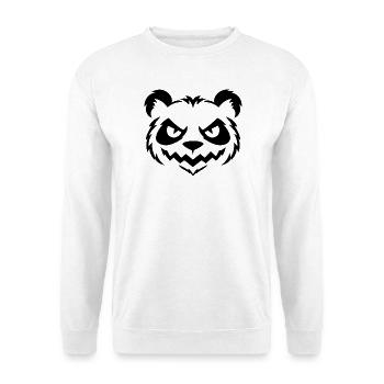 Halloween Panda – Spooky Panda Face - Unisex Pullover - Weiß - Vorne - Alina (178cm) & Michal (187cm)