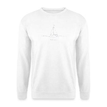 Fine-Line Segelboot Ruhestand dunkelblau Shirt - Unisex Pullover - Weiß - Vorne - Alina (178cm) & Michal (187cm)