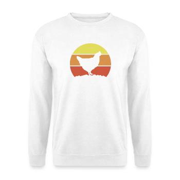 Huhn Silhouette Retro - Unisex Pullover - Weiß - Vorne - Alina (178cm) & Michal (187cm)