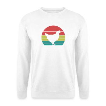 Huhn Silhouette Retro - Unisex Pullover - Weiß - Vorne - Alina (178cm) & Michal (187cm)