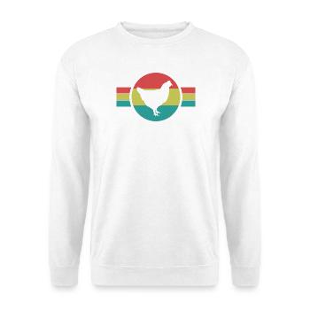 Huhn Retro Silhouette - Unisex Pullover - Weiß - Vorne - Alina (178cm) & Michal (187cm)