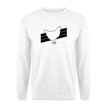 Huhn Silhouette Grafik - Unisex Pullover - Weiß - Vorne - Alina (178cm) & Michal (187cm)