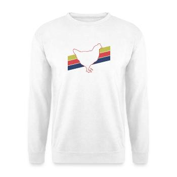 Huhn Silhouette Retro - Unisex Pullover - Weiß - Vorne - Alina (178cm) & Michal (187cm)