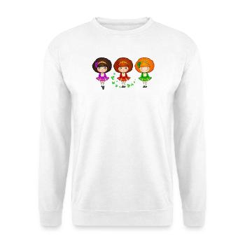 Irische Tanzmädchen - Unisex Pullover - Weiß - Vorne - Alina (178cm) & Michal (187cm)