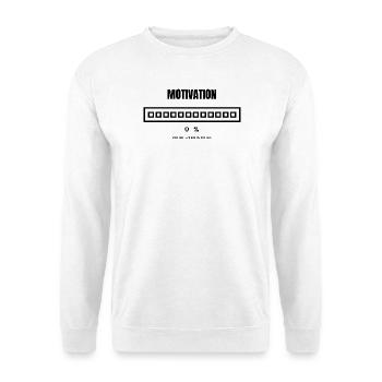 Motivation 0 Prozent Ladebalken Retro Pixel - Unisex Pullover - Weiß - Vorne - Alina (178cm) & Michal (187cm)