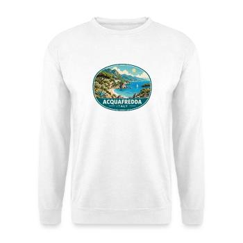 Erkunden Sie Acquafredda in Italien an der Tyrrhenischen Meeresküste - Unisex Pullover - Weiß - Vorne - Alina (178cm) & Michal (187cm)