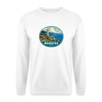 Entdecken Sie Maratea an der Tyrrhenischen Meeresküste in Italien - Unisex Pullover - Weiß - Vorne - Alina (178cm) & Michal (187cm)