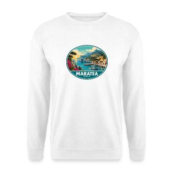 Erkunden Sie Maratea in Italien: Tyrrhenische Meeresküste - Unisex Pullover - Weiß - Vorne - Alina (178cm) & Michal (187cm)