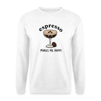 Espresso Makes Me Happy Kaffee - Unisex Pullover - Weiß - Vorne - Alina (178cm) & Michal (187cm)