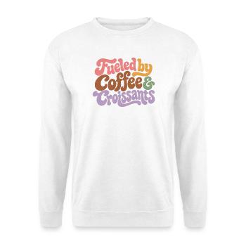 Coffee and Croissants Groovy Retro - Unisex Pullover - Weiß - Vorne - Alina (178cm) & Michal (187cm)