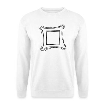 Bilderrahmen handgezeichnet - Unisex Pullover - Weiß - Vorne - Alina (178cm) & Michal (187cm)
