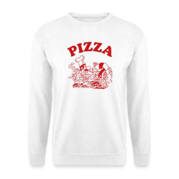 Pizza Pizzabäcker Koch Gastronomie Lustiges Motiv - Unisex Pullover - Weiß - Vorne - Alina (178cm) & Michal (187cm)