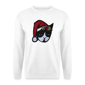 Panda-Weihnachtsmann-Stechpalmenmaske - Unisex Pullover - Weiß - Vorne - Alina (178cm) & Michal (187cm)