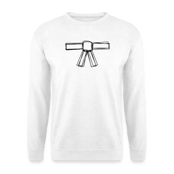 Judogürtel handgezeichnet - Unisex Pullover - Weiß - Vorne - Alina (178cm) & Michal (187cm)
