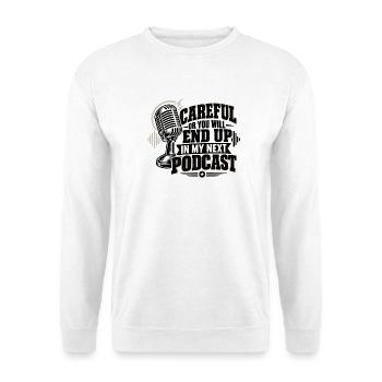 Lustiger Podcaster Content Creator Blogger Media Art - Unisex Pullover - Weiß - Vorne - Alina (178cm) & Michal (187cm)
