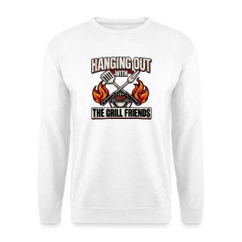 Grill Friends BBQ Sommergrillparty - Unisex Pullover - Weiß - Vorne - Alina (178cm) & Michal (187cm)