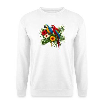 Lustiger Wellensittichbesitzer Vogelliebhaber Haustierkunst - Unisex Pullover - Weiß - Vorne - Alina (178cm) & Michal (187cm)