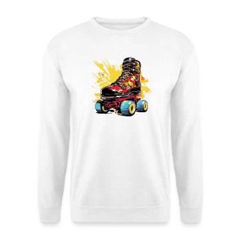 Rollerskates Grafik - Unisex Pullover - Weiß - Vorne - Alina (178cm) & Michal (187cm)