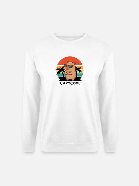 Capycool – Cooles Capybara im Retro Sunset - Unisex Pullover - Weiß