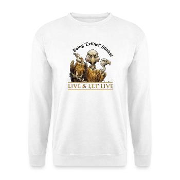 Drei Geier vor der Ausrottung: Live & Let Live - Unisex Pullover - Weiß - Vorne - Alina (178cm) & Michal (187cm)