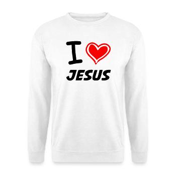 I Love Jesus - Unisex Pullover - Weiß - Vorne - Alina (178cm) & Michal (187cm)