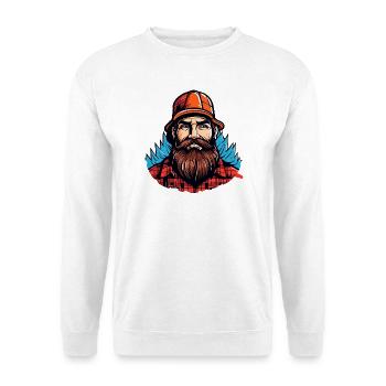 Lumberjack mit rotem Flanell - Unisex Pullover - Weiß - Vorne - Alina (178cm) & Michal (187cm)