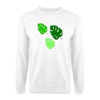 Monstera Blätter Trio Design - Unisex Pullover - Weiß - Vorne - Alina (178cm) & Michal (187cm)