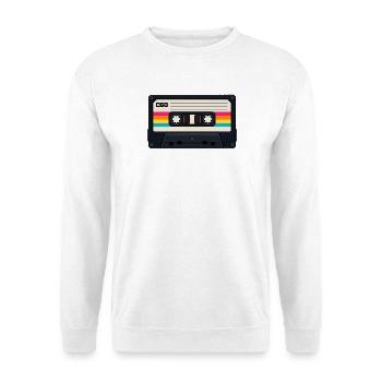 80s Cassette - Unisex Pullover - Weiß - Vorne - Alina (178cm) & Michal (187cm)