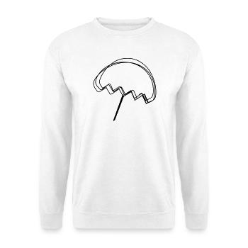 Sonnenschirm handgezeichnet - Unisex Pullover - Weiß - Vorne - Alina (178cm) & Michal (187cm)