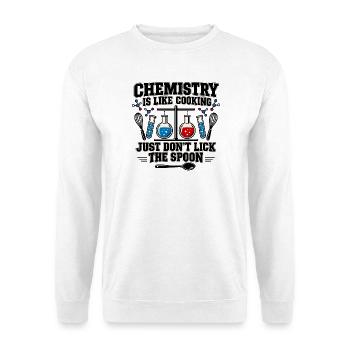 Lustiger Organischer Chemiewissenschaftler und Student-Lehrbeauftragter - Unisex Pullover - Weiß - Vorne - Alina (178cm) & Michal (187cm)