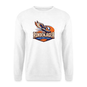 Rundenjäger – Jeder Schritt zählt - Unisex Pullover - Weiß - Vorne - Alina (178cm) & Michal (187cm)