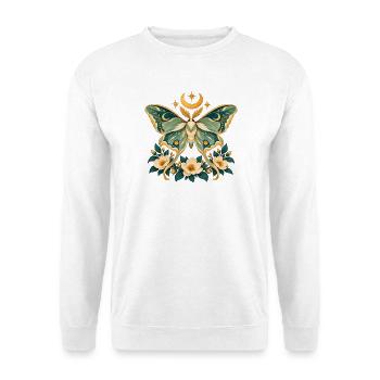 Motten-Himmlische Floral - Unisex Pullover - Weiß - Vorne - Alina (178cm) & Michal (187cm)