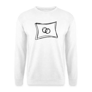Ringkissen handgezeichnet - Unisex Pullover - Weiß - Vorne - Alina (178cm) & Michal (187cm)