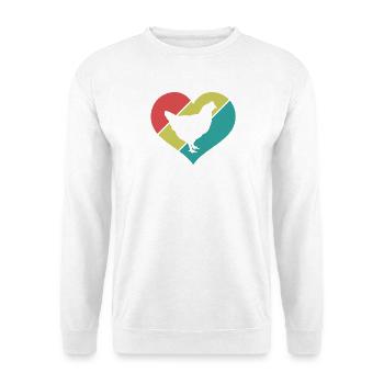 Huhn Herz Silhouette Retro - Unisex Pullover - Weiß - Vorne - Alina (178cm) & Michal (187cm)