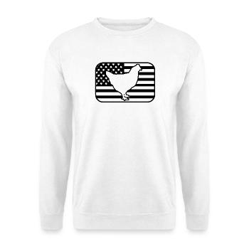 Huhn USA Flagge - Unisex Pullover - Weiß - Vorne - Alina (178cm) & Michal (187cm)