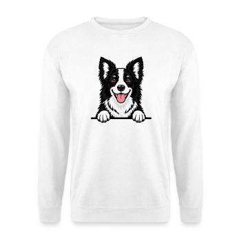 Border Collie - Unisex Pullover - Weiß - Vorne - Alina (178cm) & Michal (187cm)