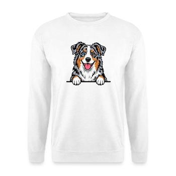 Aussie Australian Shepherd - Unisex Pullover - Weiß - Vorne - Alina (178cm) & Michal (187cm)