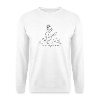 Lost in a good book - Unisex Pullover - Weiß - Vorne - Alina (178cm) & Michal (187cm)