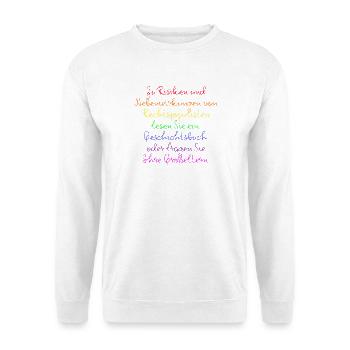 RISIKEN NEBENWIRKUNGEN RECHTSPOPULISTEN GESCHICHTE - Unisex Pullover - Weiß - Vorne - Alina (178cm) & Michal (187cm)