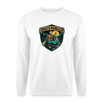 Jenseits-Paddelclub - Unisex Pullover - Weiß - Vorne - Alina (178cm) & Michal (187cm)
