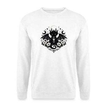 Nachtdrache Mondskull Blüten - Unisex Pullover - Weiß - Vorne - Alina (178cm) & Michal (187cm)