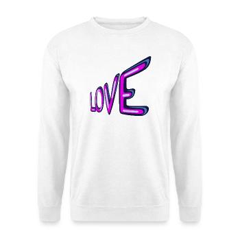 Liebe Neon-Schriftzug - Unisex Pullover - Weiß - Vorne - Alina (178cm) & Michal (187cm)