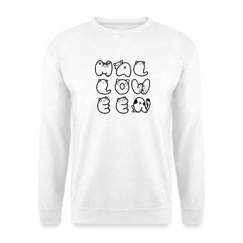 Süße Halloween-Katze - Unisex Pullover - Weiß - Vorne - Alina (178cm) & Michal (187cm)