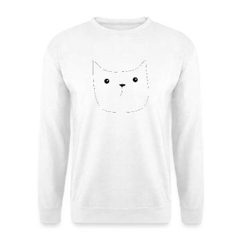 Katzenkopf Silhouette Minimal - Unisex Pullover - Weiß - Vorne - Alina (178cm) & Michal (187cm)