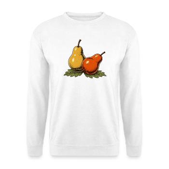 Birnen und Herbstblätter - Unisex Pullover - Weiß - Vorne - Alina (178cm) & Michal (187cm)