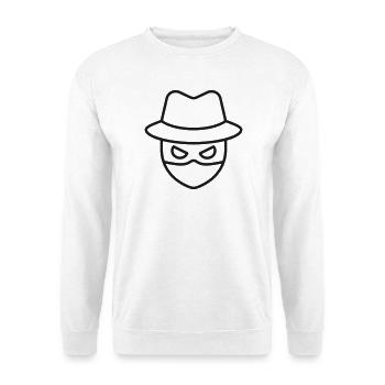 Maskierter Hacker-Linien-Symbol - Unisex Pullover - Weiß - Vorne - Alina (178cm) & Michal (187cm)